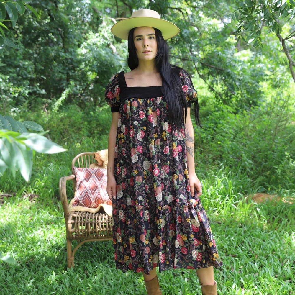 70s Sheer Floral Print Dress